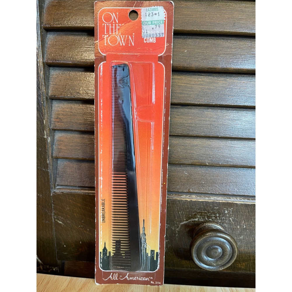 VTG On The Town All American Unbreakable Black Hair Barber Comb 3174 Unbreakable